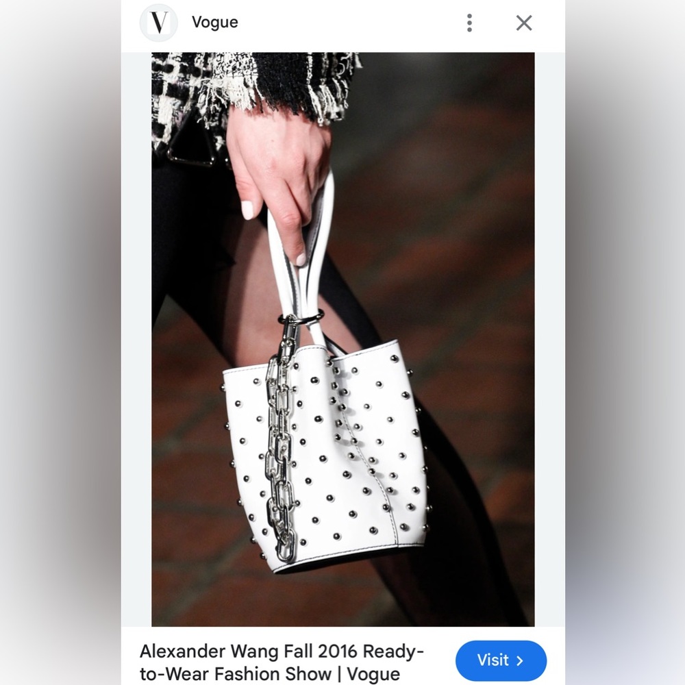 Zara Studded White Mini Bucket Bag